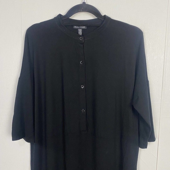 Eileen Fisher Women’s Black 3/4 Sleeve Viscose Spandex Tunic Top Blouse Size M. - Picture 2 of 10